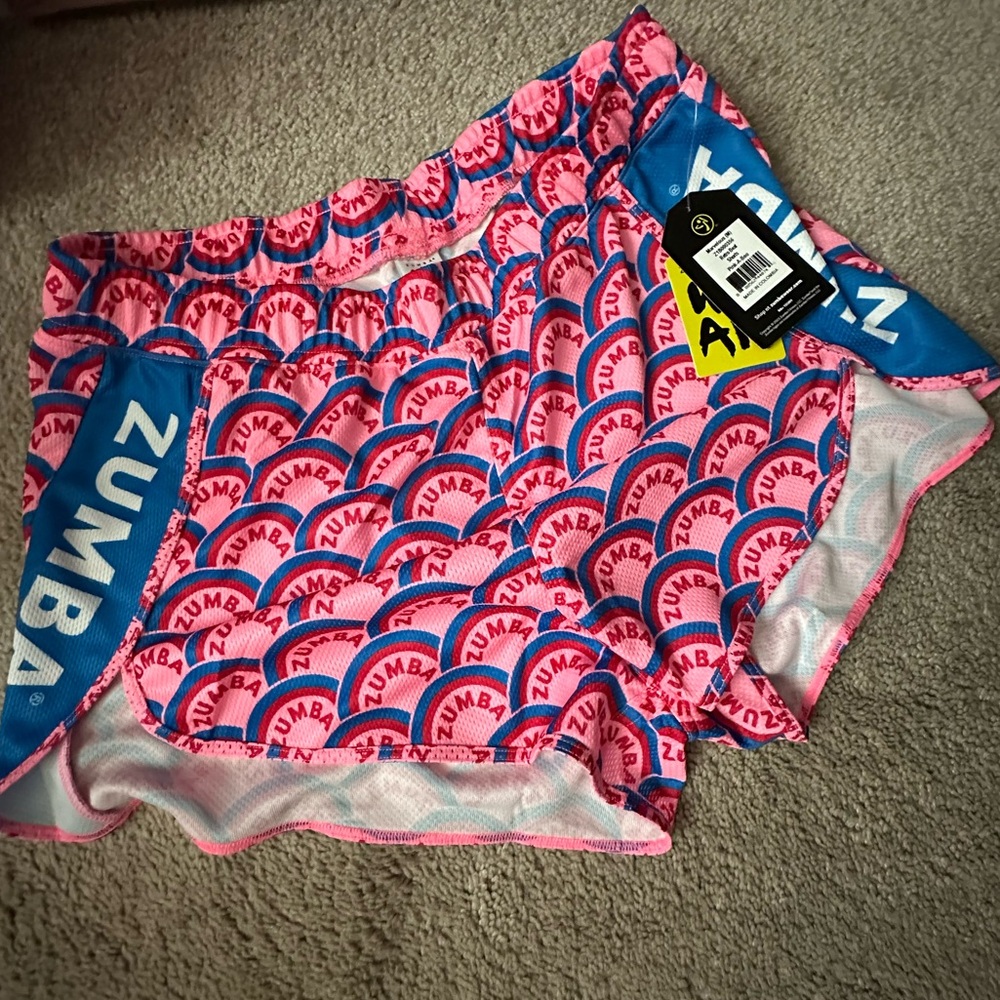 *NWT* Zumba Fitness Pink and Blue Athletic Shorts